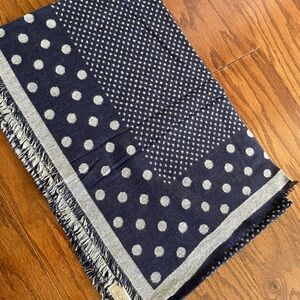 LOFT Navy & White Thin Polka Dot Scarf